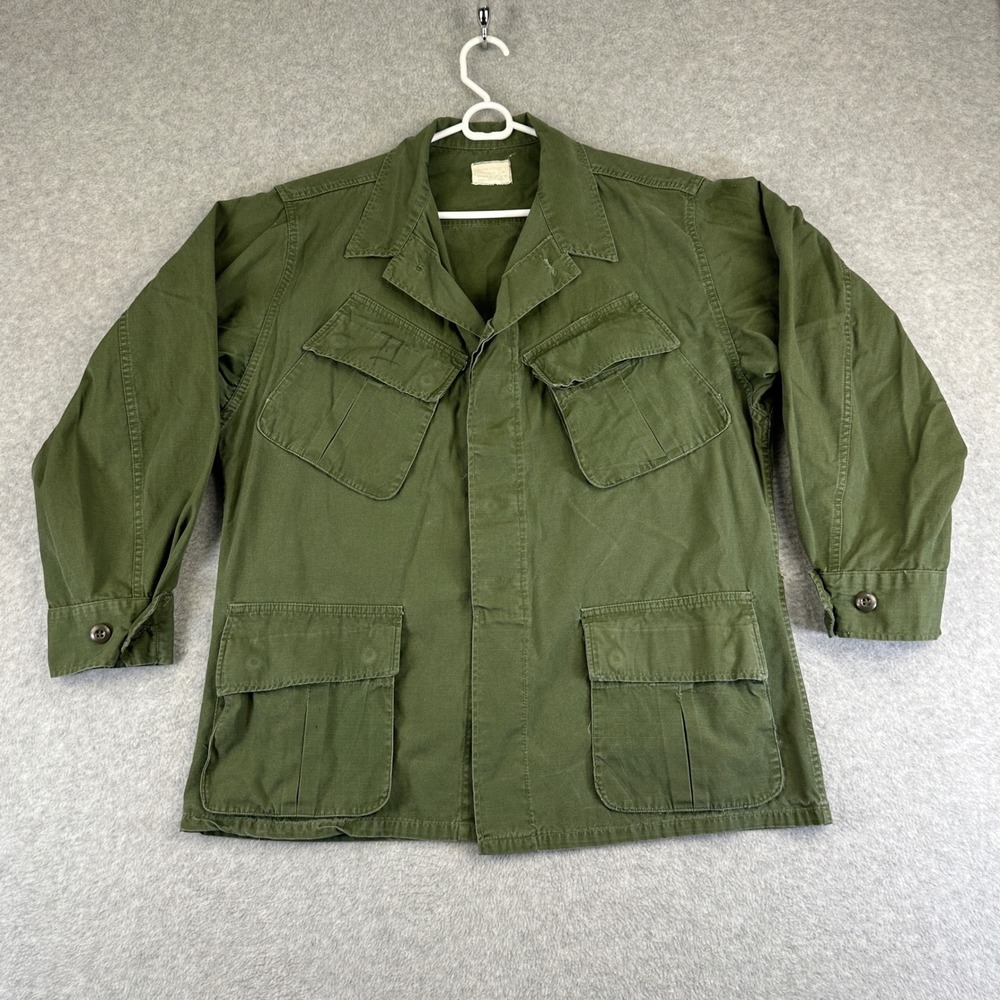 Vtg Vietnam US Army OG-107 Jungle Shirt Jacket Medium Short Combat Ripstop